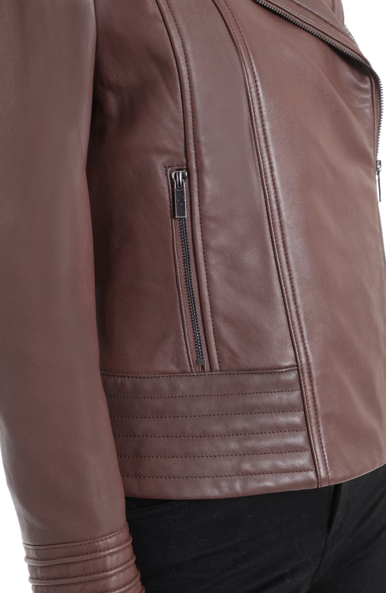 Badgley Mischka Collection Badgley Mischka Gia Leather Biker Jacket, Alternate, color, 