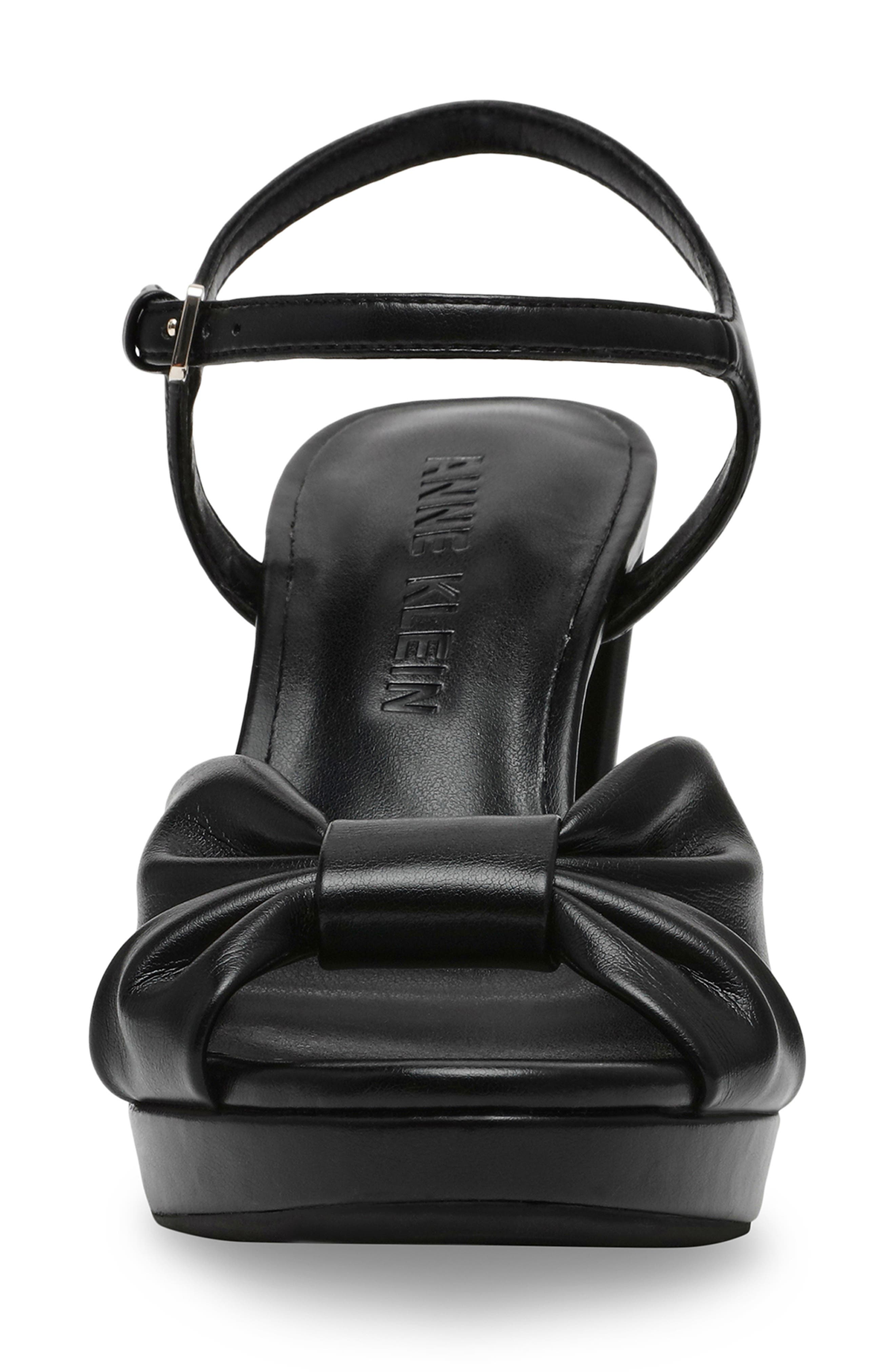Anne Klein Velia Ankle Strap Platform Sandal, Alternate, color, Black Smooth