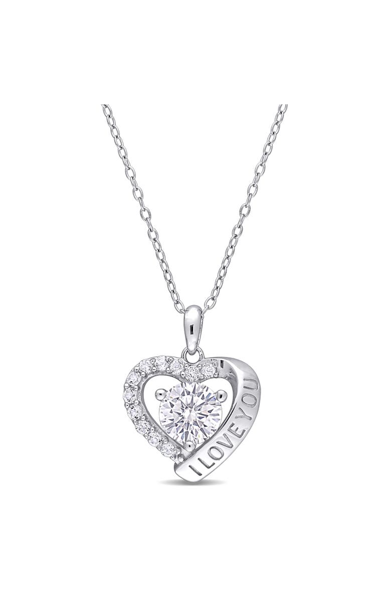 Julianna B. White Topaz I LOVE YOU Heart Necklace, Main, color,