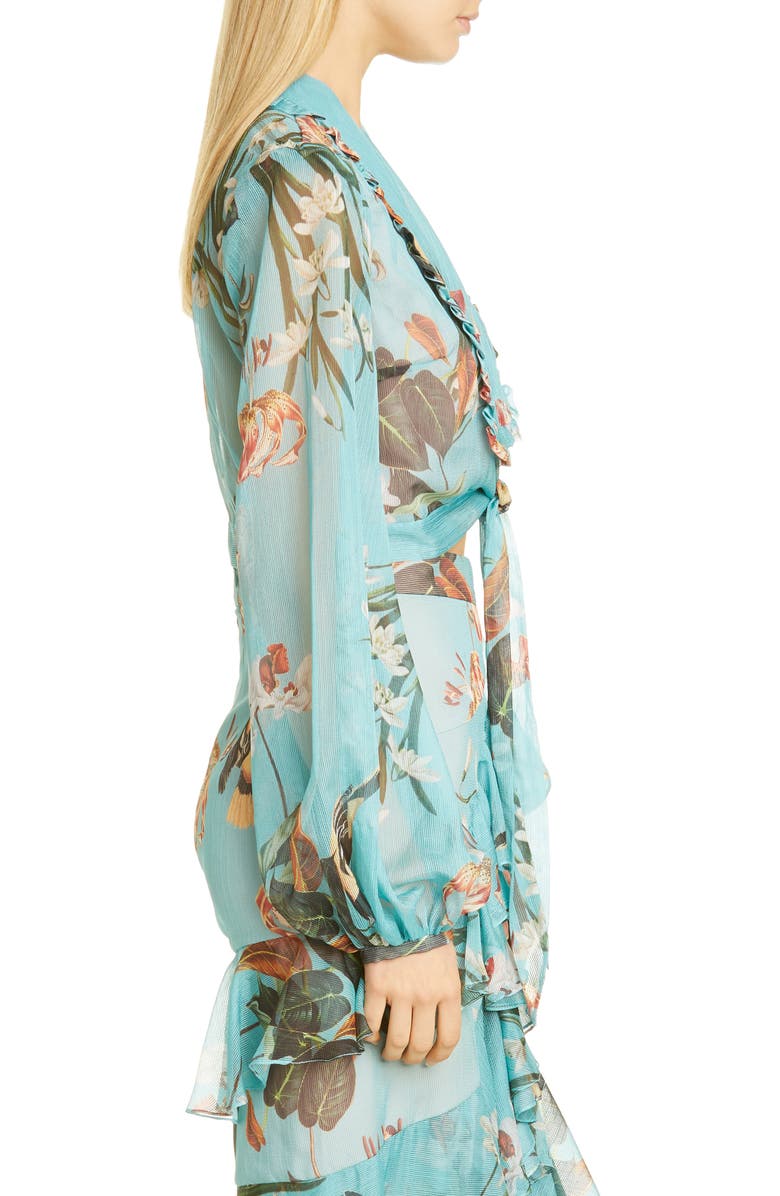 PatBO Patricia Bonaldi PatBO Carolina Tie Front Long Sleeve Crop Top, Alternate, color, 