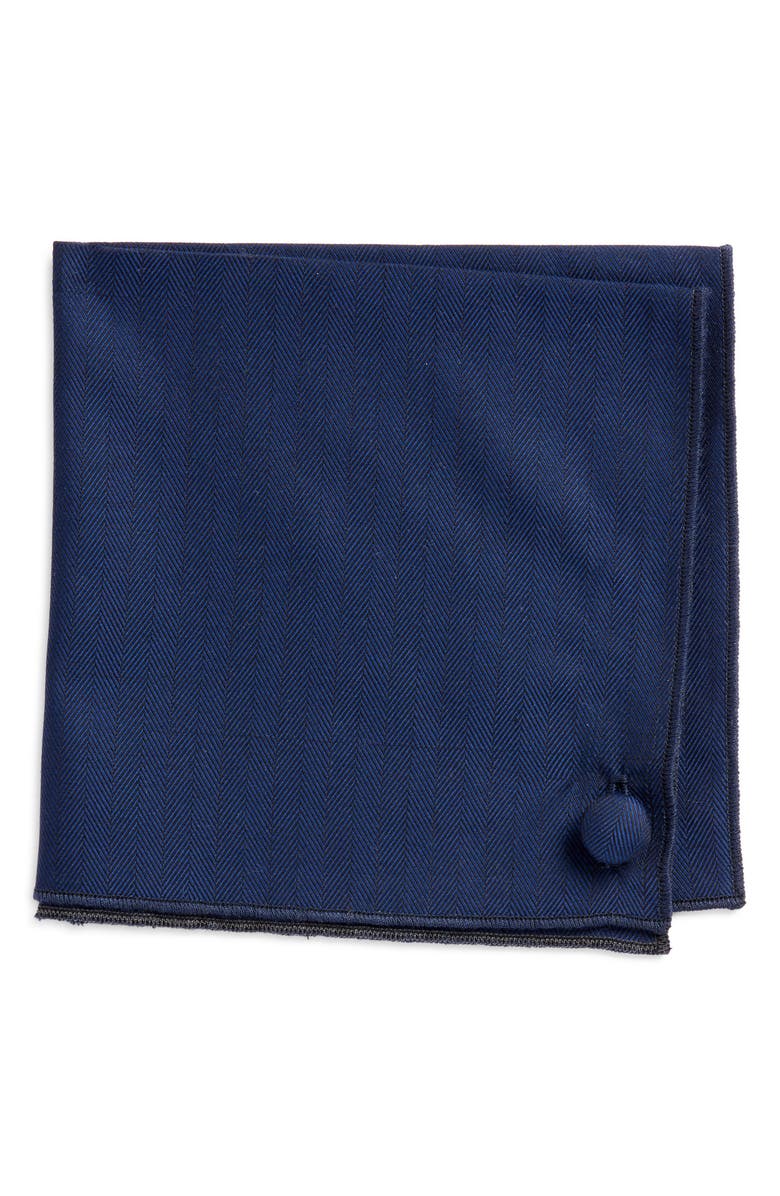 CLIFTON WILSON Herringbone Cotton Pocket Square, Main, color, 