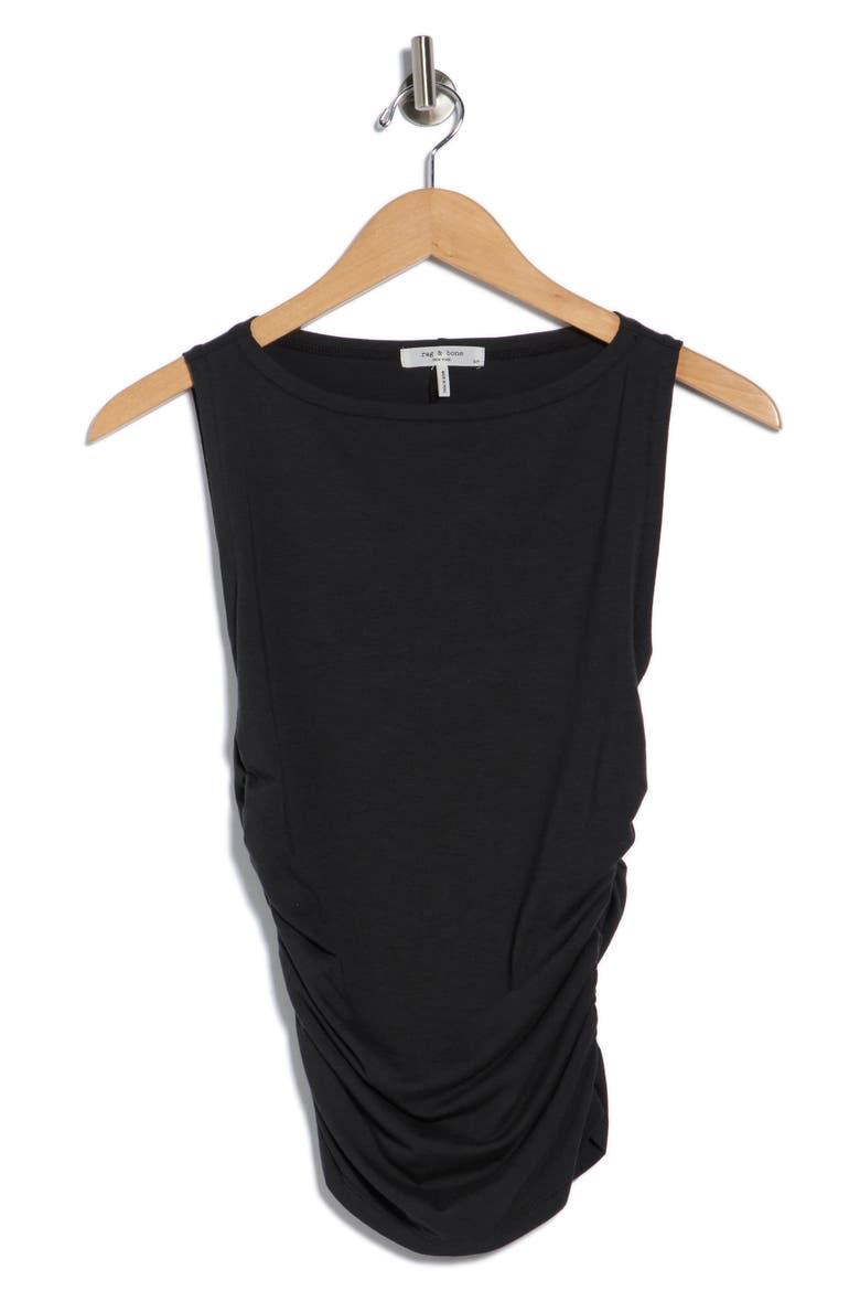 Lucy Ruched Sleeveless Top, Alternate, color, BLACK