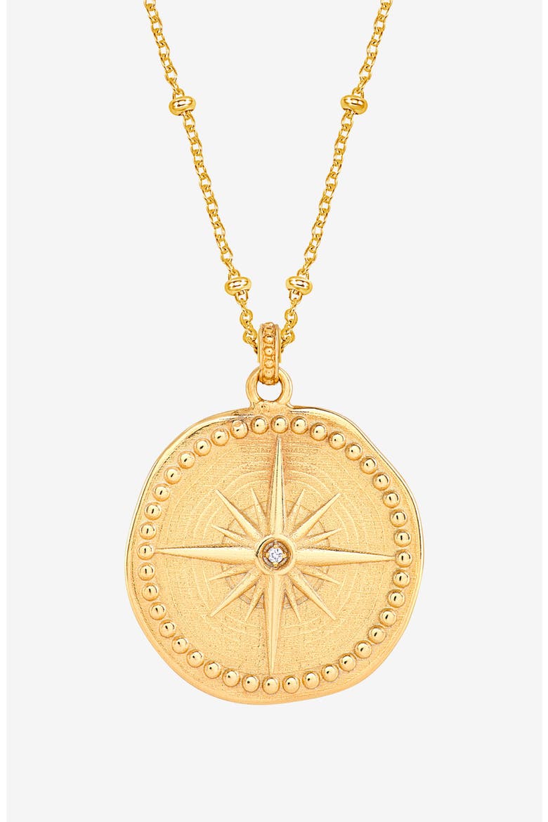 Diamond True North Talisman Necklace, Main, color, Yellow Gold Vermeil