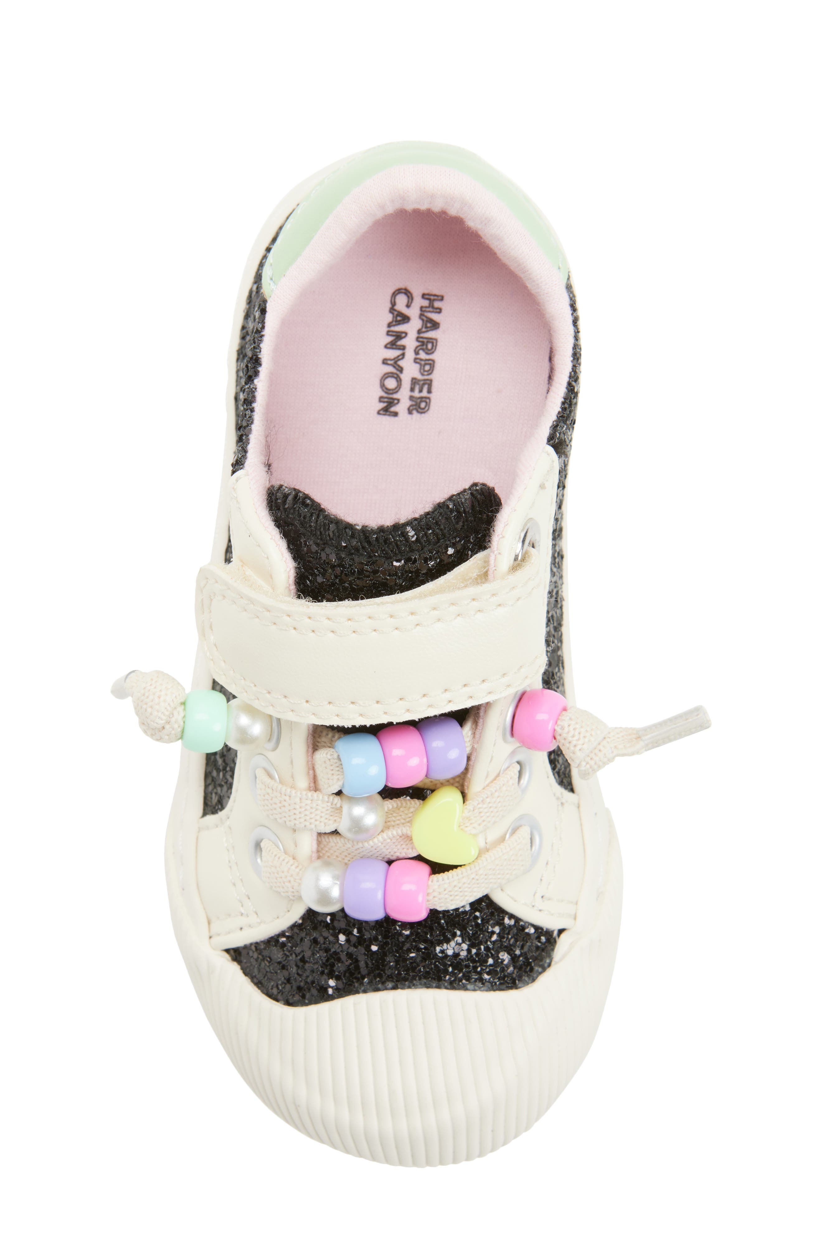 Harper Canyon Kids' Marlee Beaded Sneaker, Alternate, color, Black Glitter