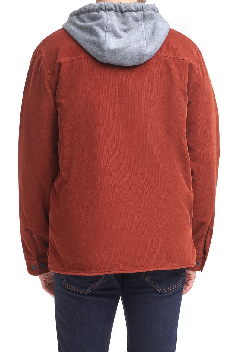 Levi's® Faux Shearling Lined Hooded Corduroy Shirt Jacket, Alternate, color, RUST