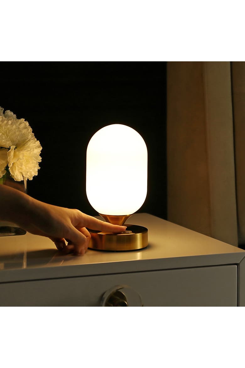 Eli Modern Minimalist Iron Rechargeable Integrated Portable LED Table Lamp, Alternate, color, Brass Gold