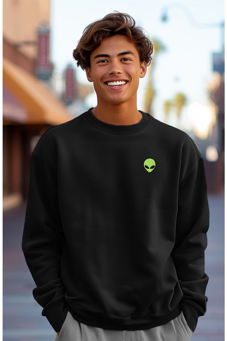 Alien Heavyweight Relaxed Mens Sweatshirt, Alternate, color, Black