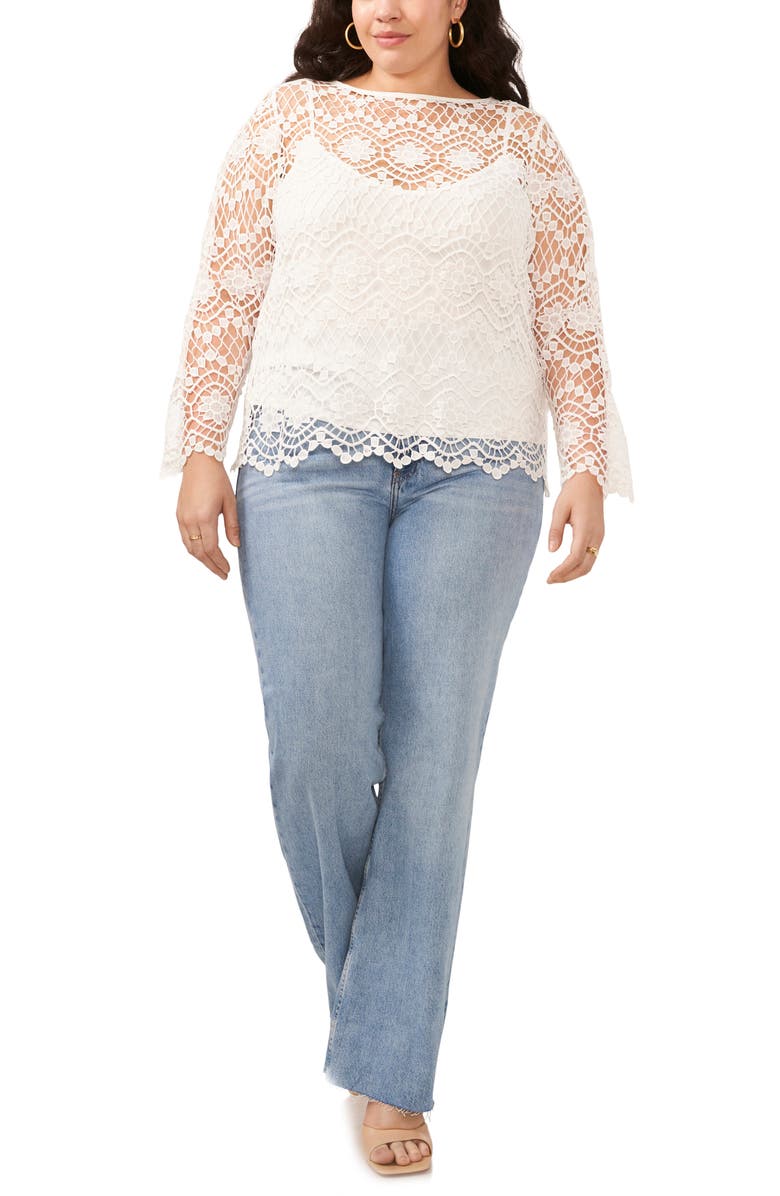 Vince Camuto Open Stitch Lace Top, Alternate, color,