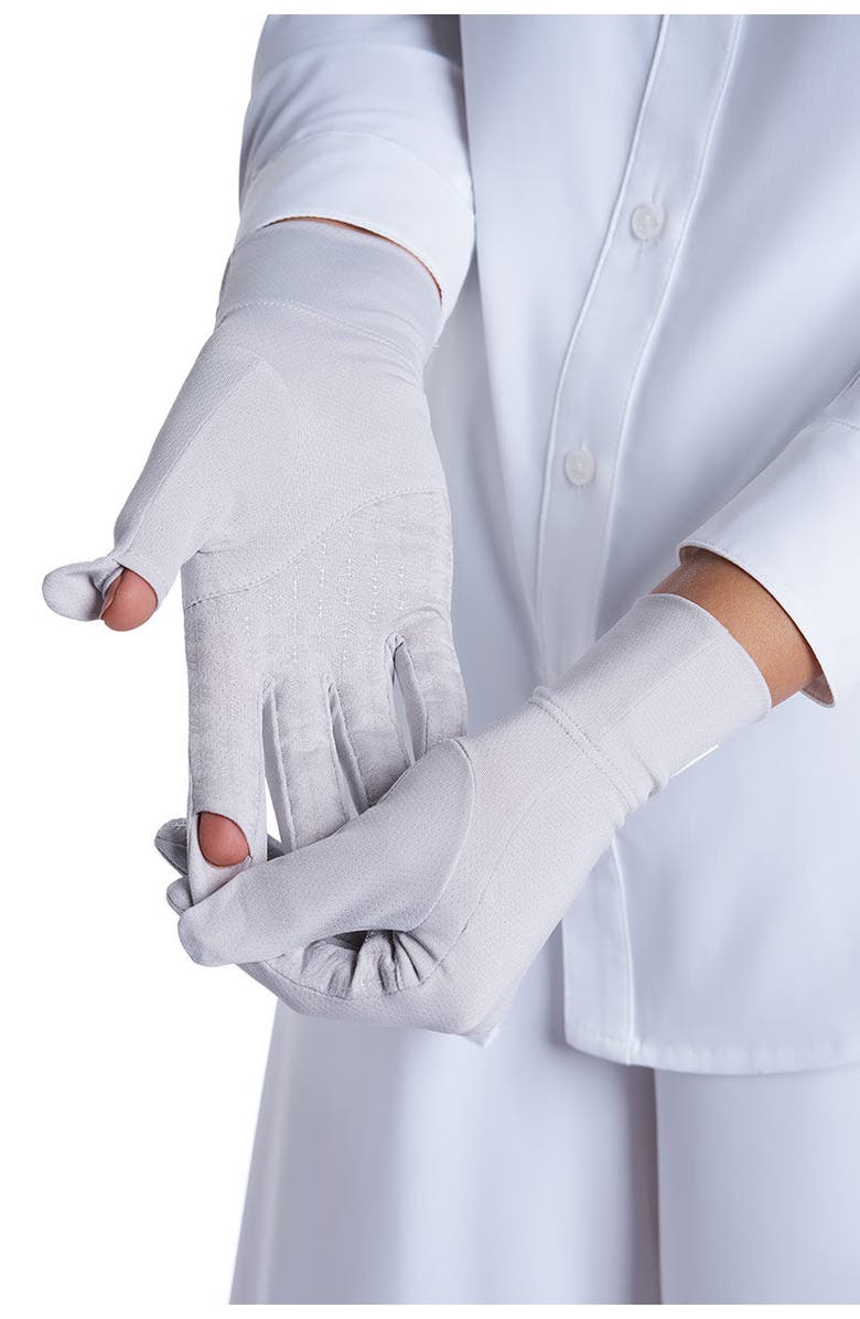 Coolibar Fuji Convertible Fingertip UV Sun Gloves, UPF 50+ Sun Protection, Alternate, color, Sleek Grey