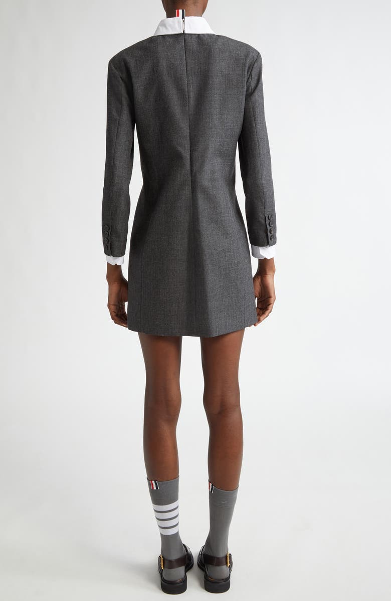 Thom Browne Wool & Cotton Mixed Media Minidress, Alternate, color, Dark Grey