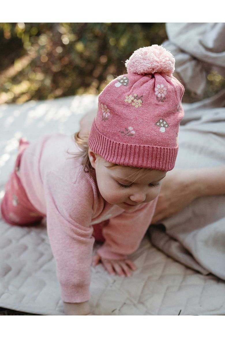 Girls' Magical Forest Knit Beanie, Alternate, color, Toadstool Jaquard