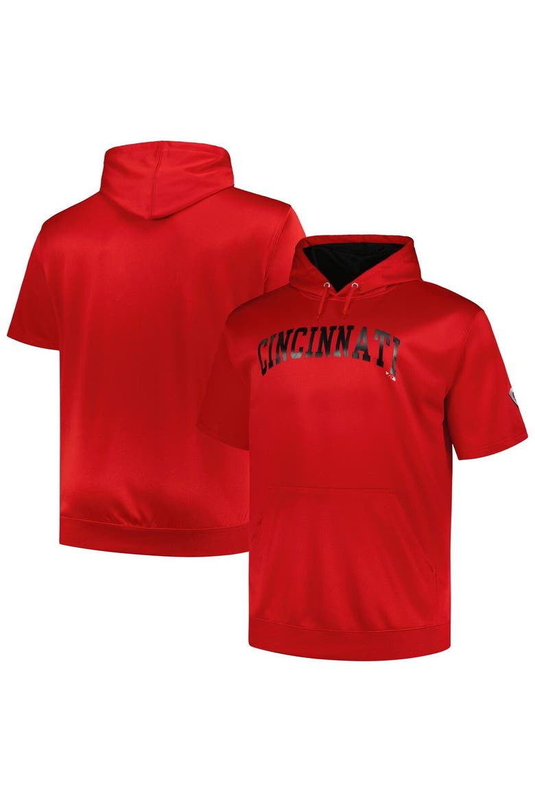 Men's Profile Red Cincinnati Reds Big & Tall Contrast Short Sleeve Pullover Hoodie, Main, color, Red