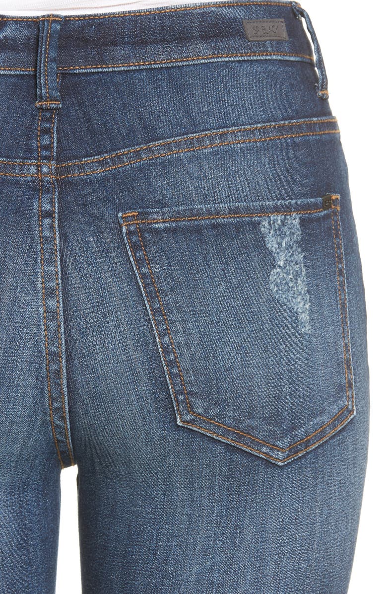 SP Black Angled Step Hem High Waist Skinny Jeans, Alternate, color,