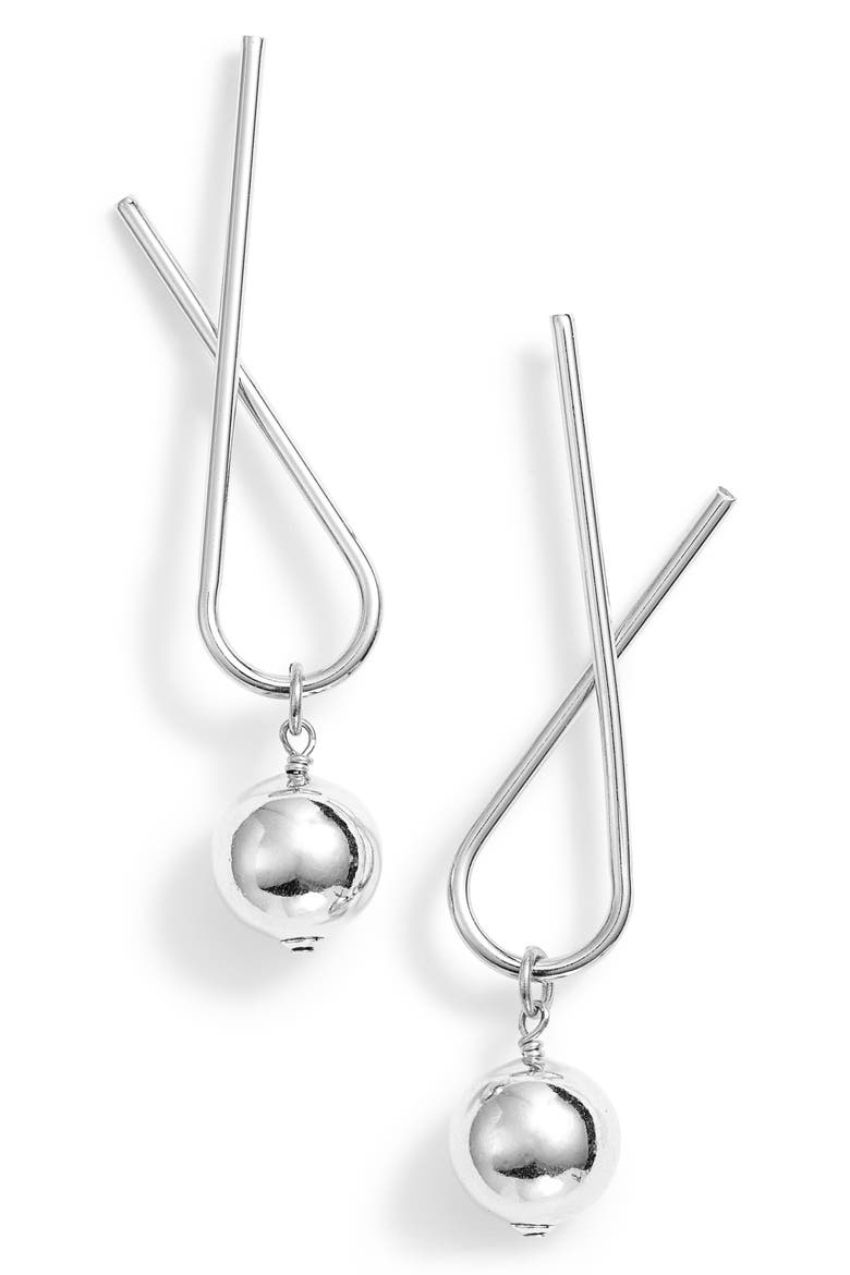 Sway Earrings, Main, color, SILVER