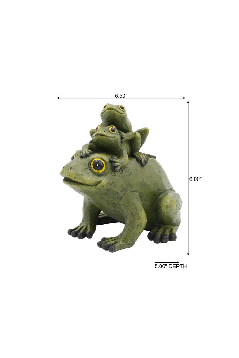 Resin Stacked Green Frog Figurine Garden Accents for Spring Home Decor, Alternate, color, Green