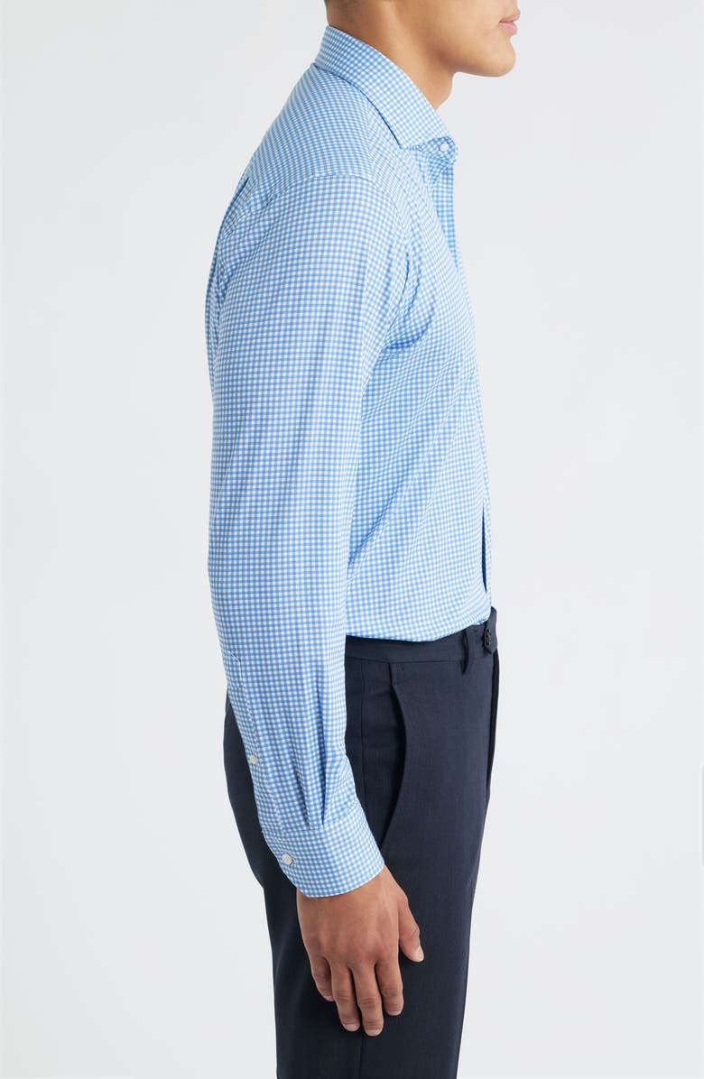 Peter Millar Crown Crafted Excursionist Flex Gingham Button-Up Shirt, Alternate, color, Rain Cloud