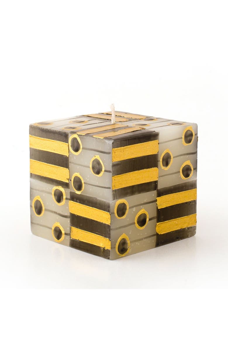 Thumbprint Artifacts Celebration Painted Cube Candle, Main, color, Celebration - 3X3x3"