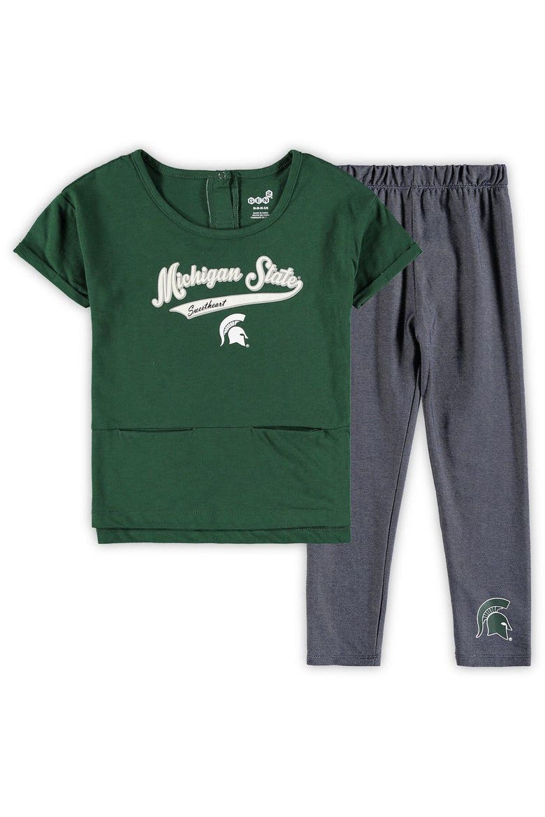 Girls Preschool Green Michigan State Spartans Stadium T-Shirt & Leggings Set, Main, color, Green