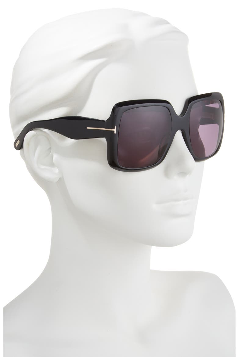 55mm Square Sunglasses, Alternate, color, SHINY BLACK/ SMOKE