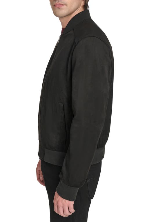 Cole Haan Signature Faux Suede Bomber Jacket In Black