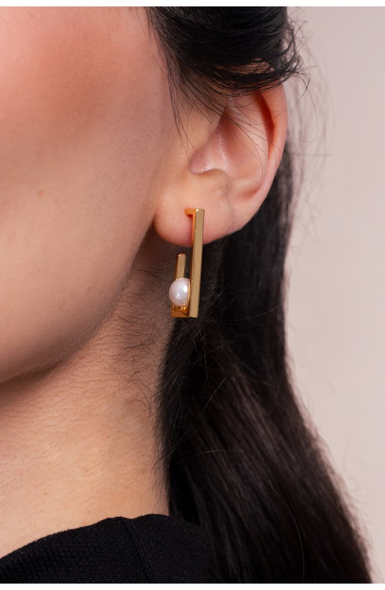 Zynnia Collective Pearl Frame Hoops, Alternate, color, Gold