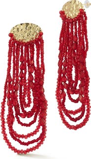 SPHERA MILANO Beaded Fringe Drop Earrings