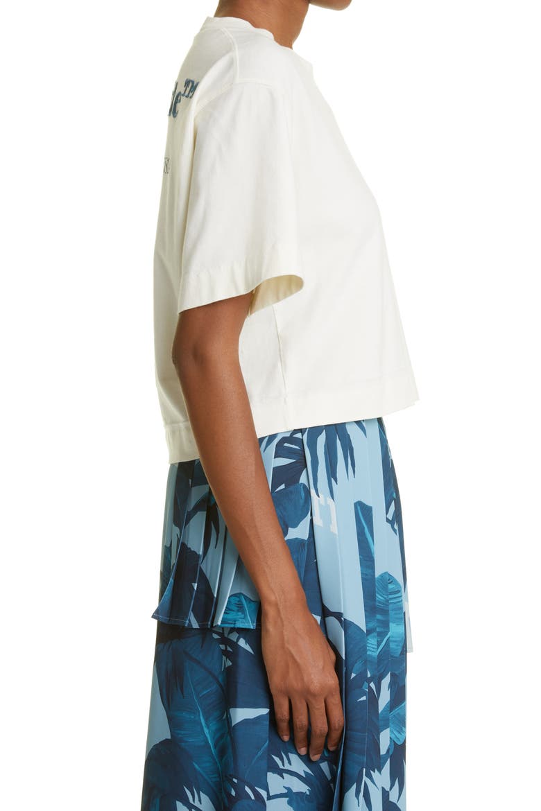 Gender Inclusive Crop Logo Graphic Tee (Nordstrom Exclusive), Alternate, color, WHITE/ BLUE STONE