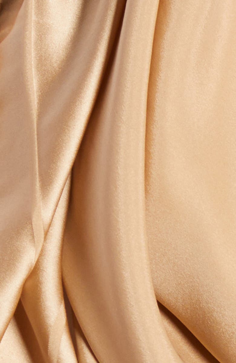 Saint Laurent Cassendre Logo Silk Square Scarf, Alternate, color, Beige