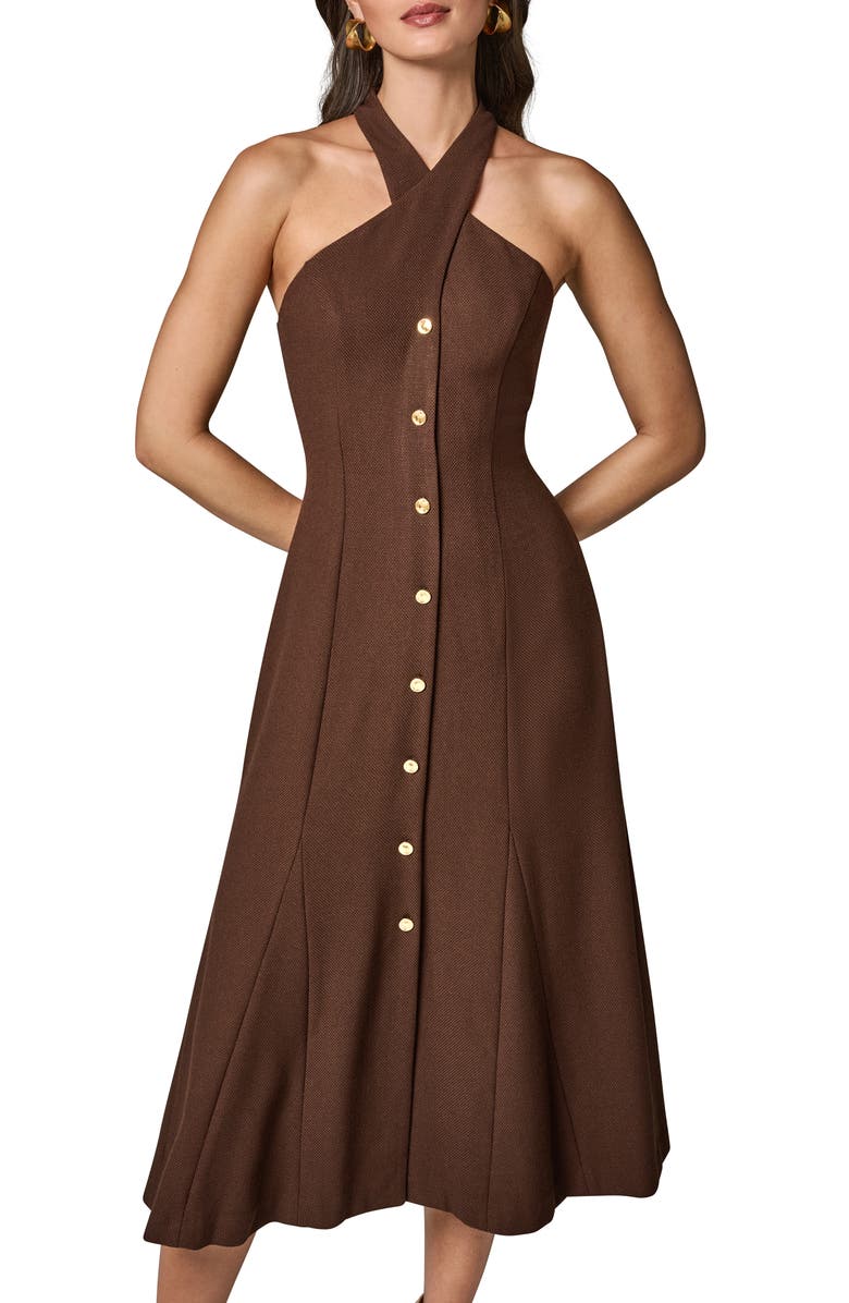 Donna Karan New York Halter Midi Dress, Main, color, Canyon