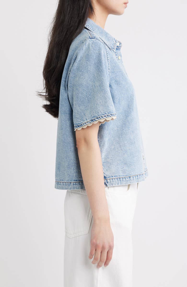 FRAME Denim Crochet Trim Button-Up Top, Alternate, color, Lacewing