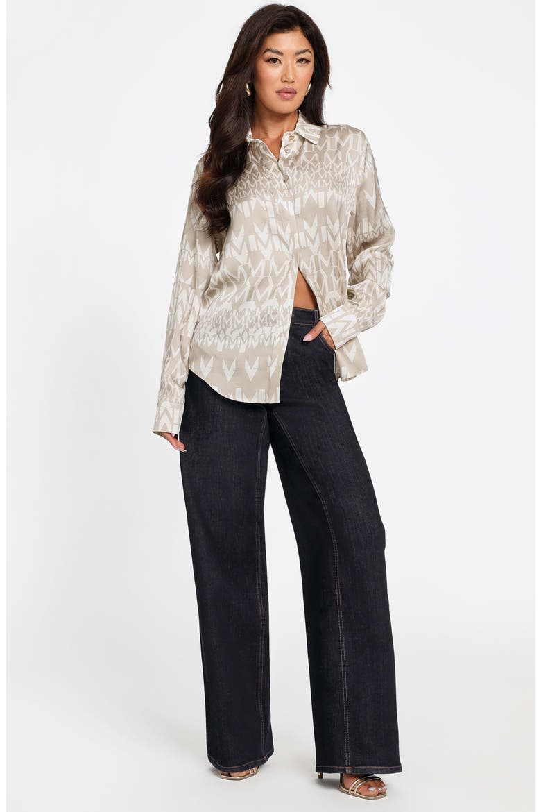 New Melissa Paisley Button-Up Shirt, Alternate, color, MONOGRAM BEIGE/ WHITE