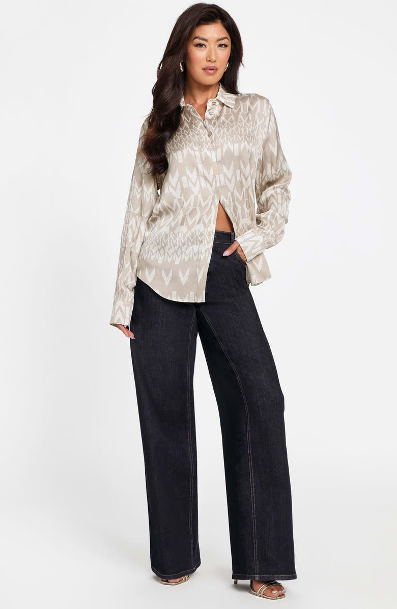 Marciano New Melissa Paisley Button-Up Shirt, Alternate, color, Monogram Beige/ White