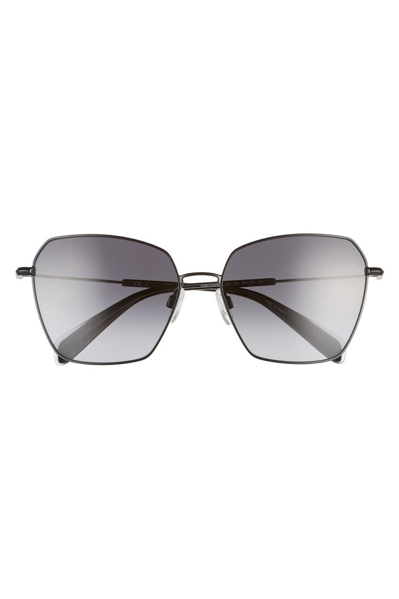 58mm Irregular Sunglasses, Alternate, color, BLACK/ DARK GREY