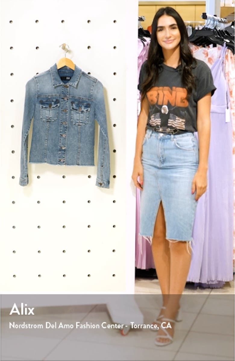 Kara Fray Hem Denim Trucker Jacket, sales video thumbnail