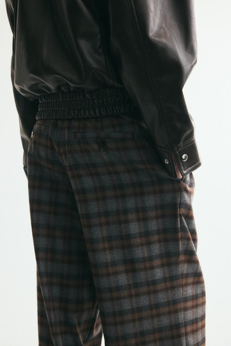 Oversized Wide-leg Tailored Pants, Alternate, color, Gray/plaid