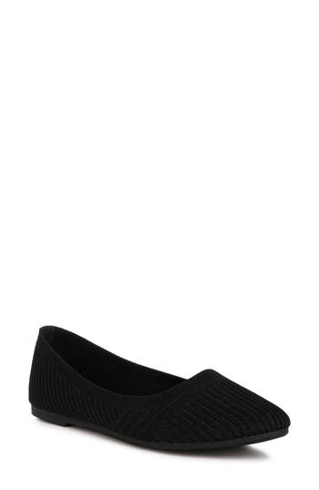 London Rag Ammie Ribbed Knit Ballet Flat In Black