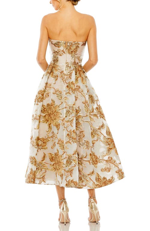 Mac Duggal 20716 Strapless Brocade Pockets Midi Dress In Bronze