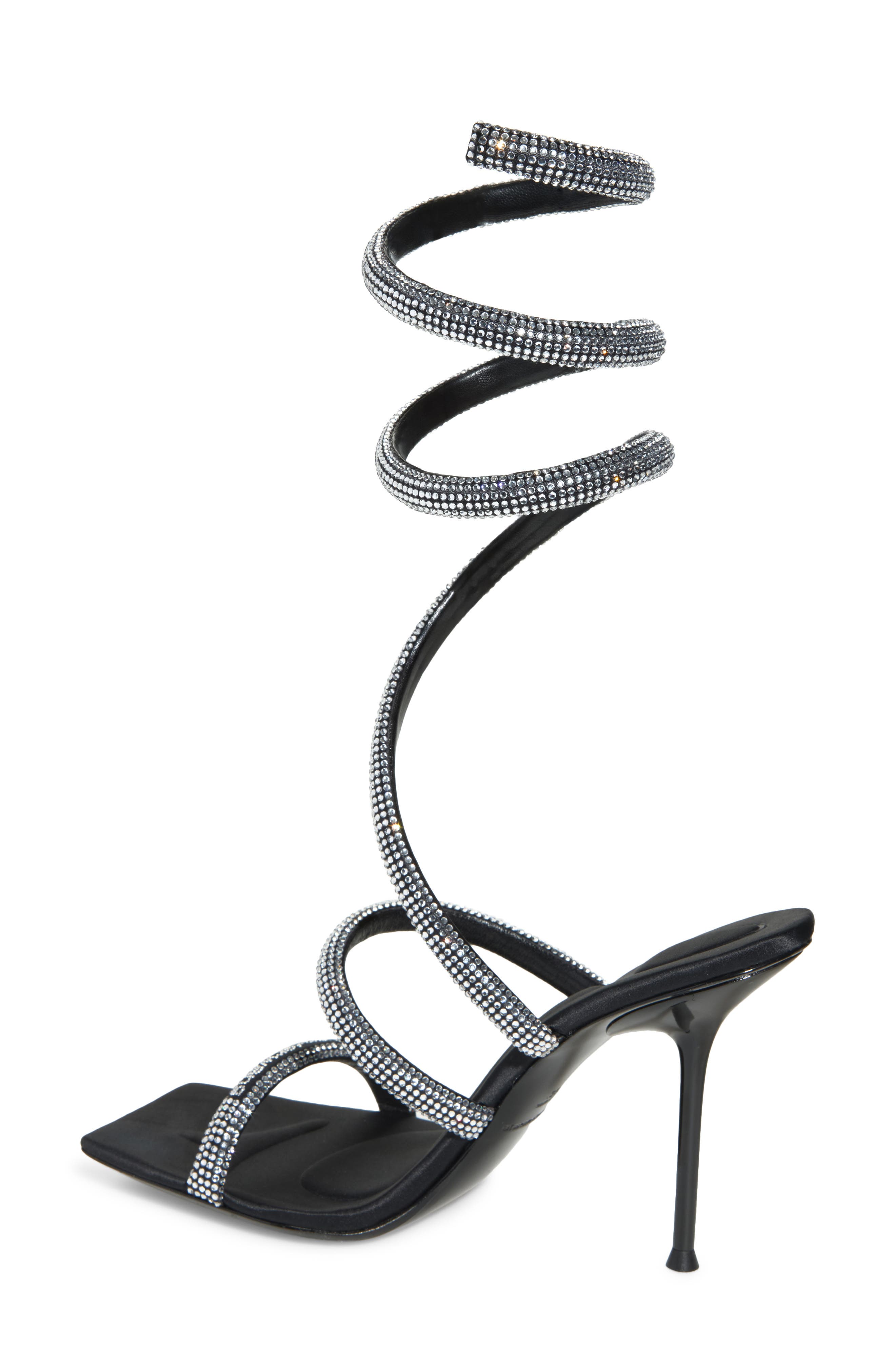Julie Hotfix Coil Sandal, Alternate, color, BLACK/ SILVER