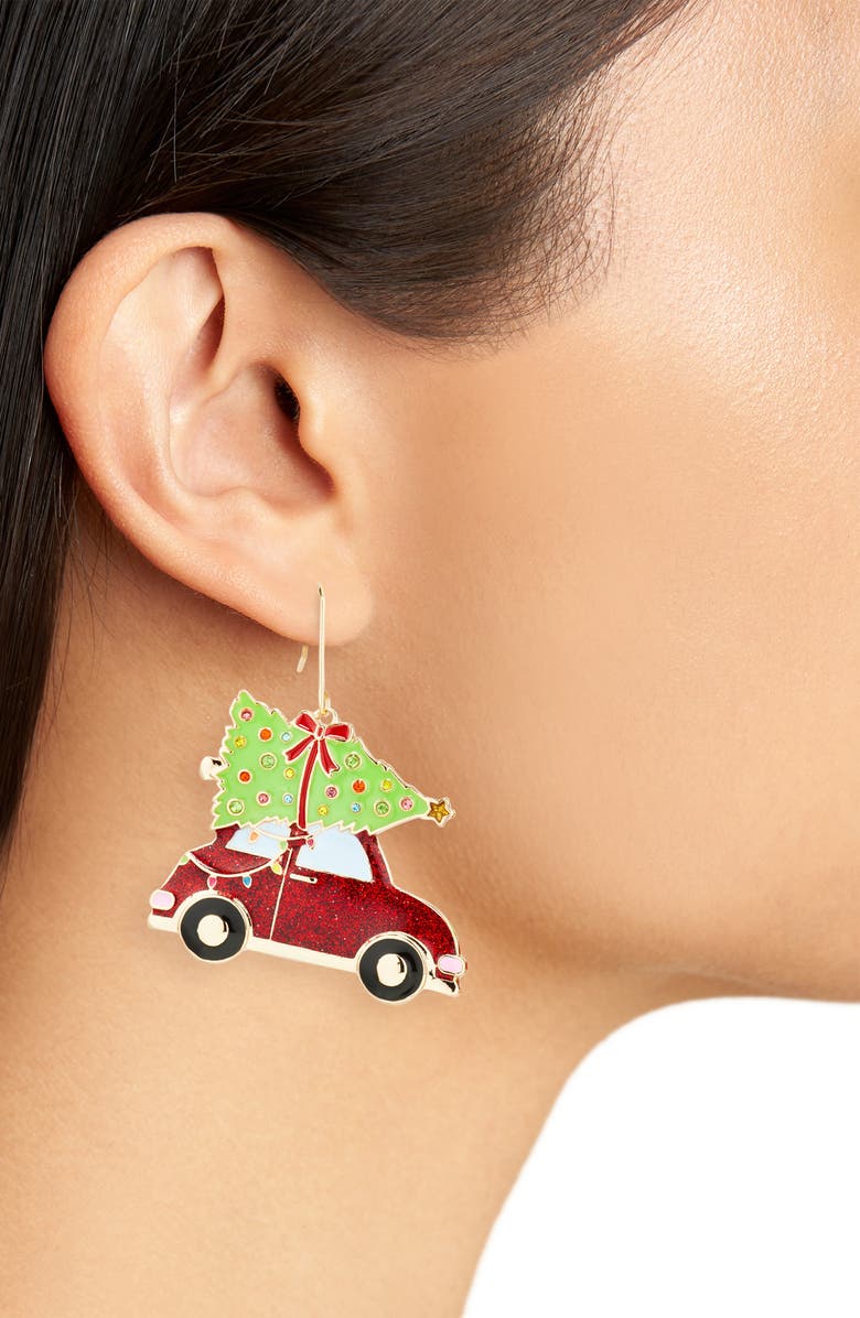 Leith Tree Car Drop Earrings, Alternate, color, Red Multi- Gold