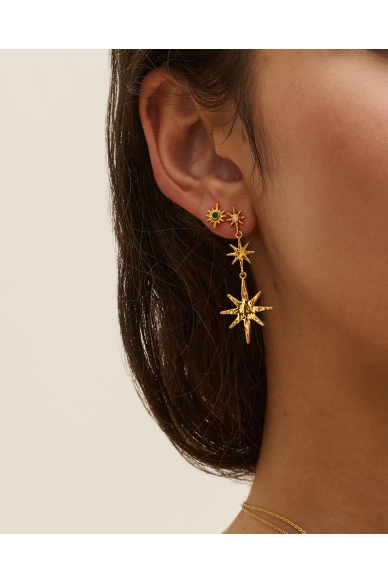 Onyx Star Stud Earrings, Alternate, color, Gold