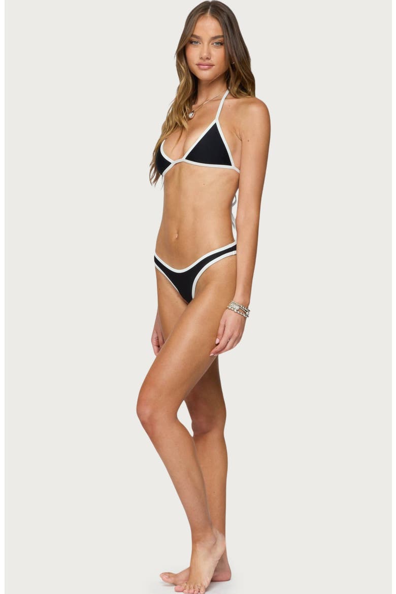 Dina Contrast Triangle Bikini Top, Alternate, color, BLACK