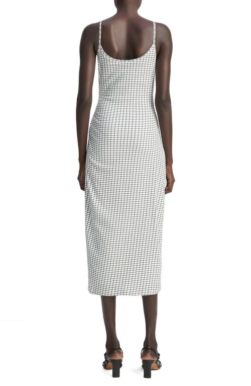 Vince Check Side-ruched Tank Dress In White