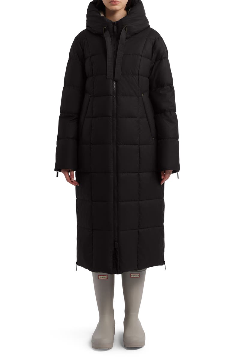 Hunter Ireland Water Repellent Faux Shearling Lined Puffer Jacket, Main, color, Black