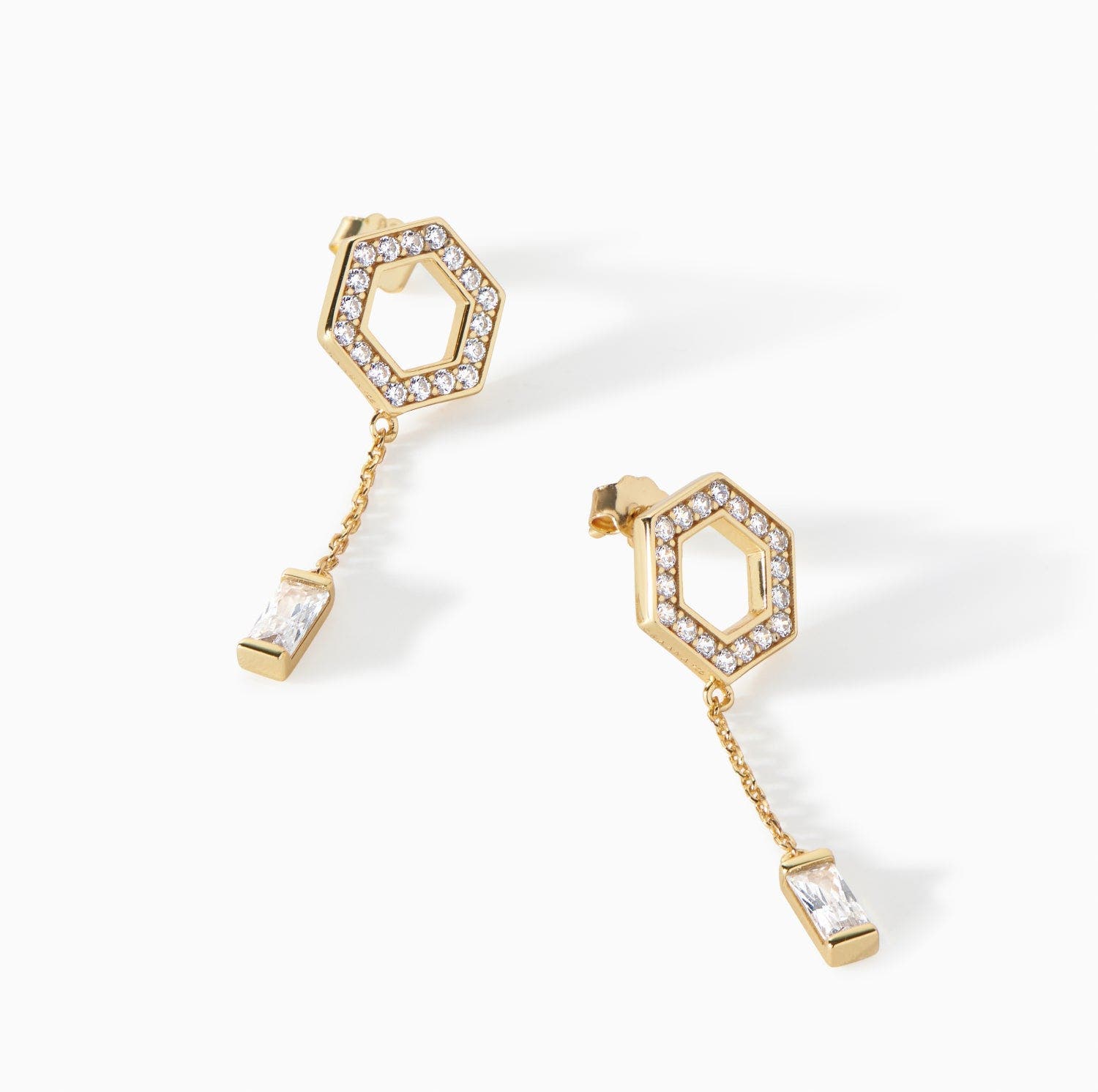 Ora Ana The Tyra Baguette Drop Earrings In Gold