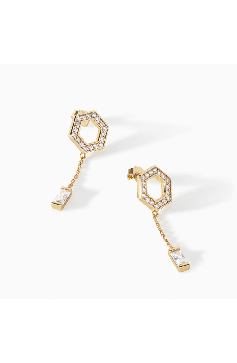 Ora Ana The Tyra Baguette Drop Earrings, Main, color, Gold/White Cz