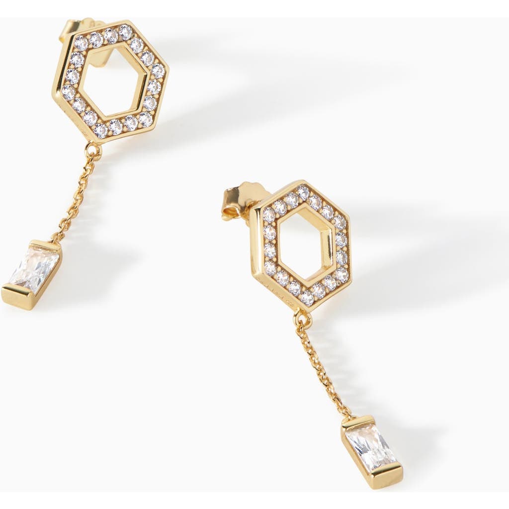 Ora Ana The Tyra Baguette Drop Earrings In Gold