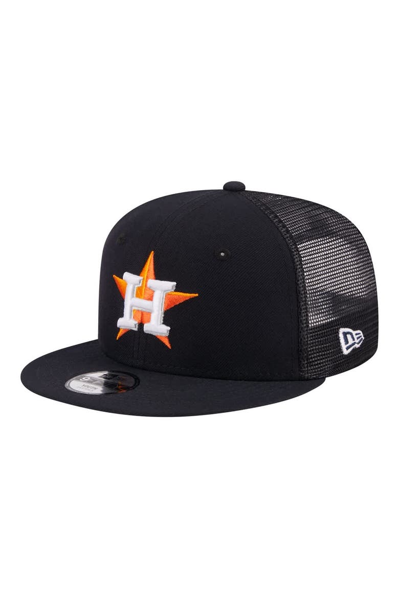 Youth New Era  Navy Houston Astros 9FIFTY Trucker Snapback Hat, Main, color, Navy