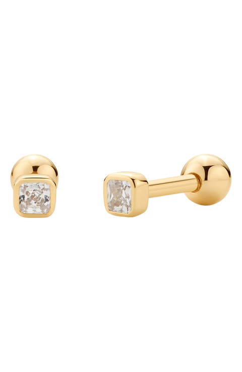 Cubic Zirconia Birthstone Stud Earrings