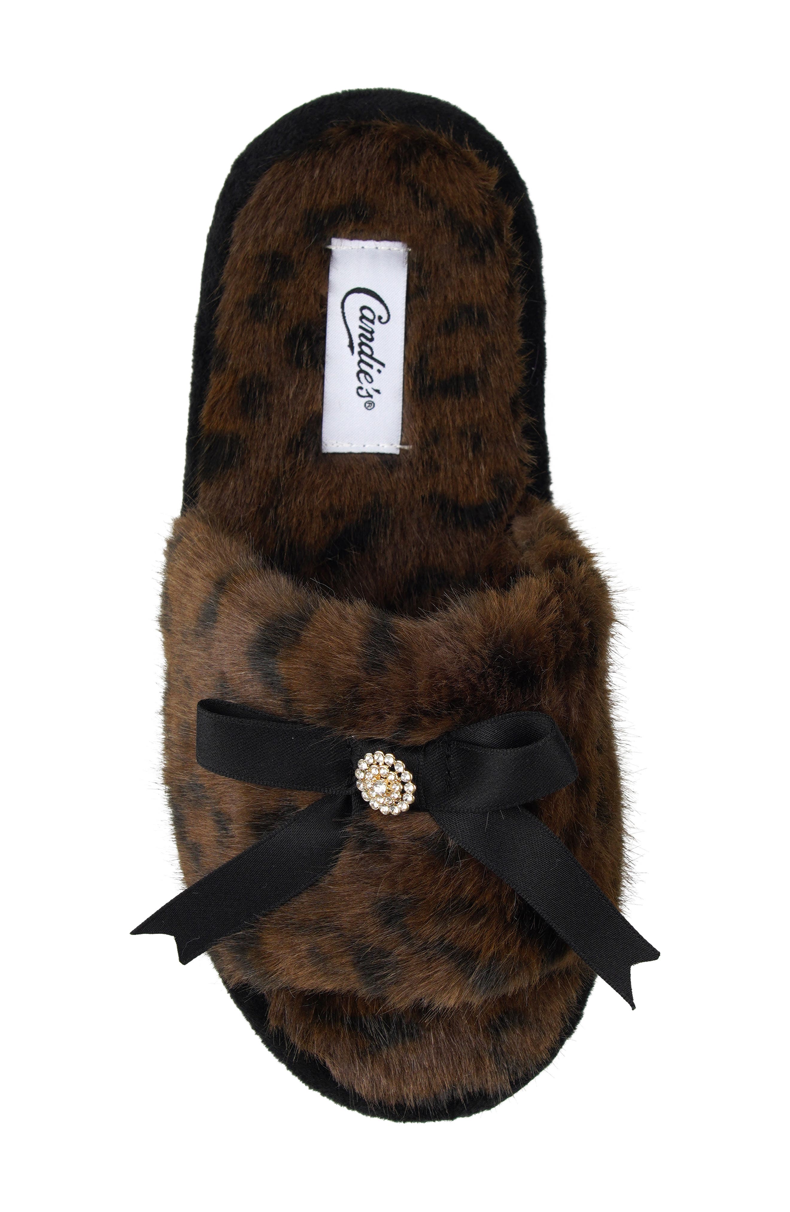 Candie's Wendy Faux Fur Slide Sandal, Alternate, color, Brown
