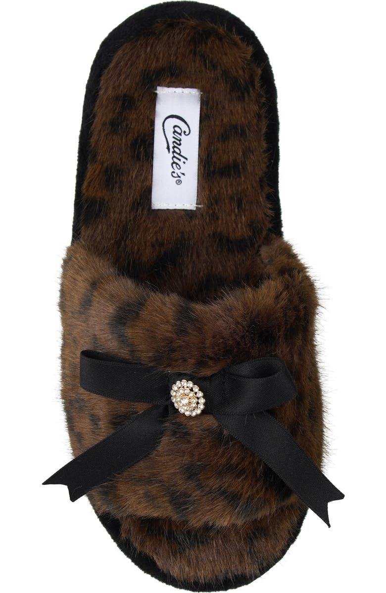 Candie's Wendy Faux Fur Slide Sandal, Alternate, color, Brown